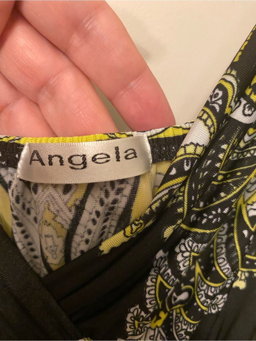 Angela Black Maxi Dress with Yellow and White Paisley Accents - Picture 2 of 5